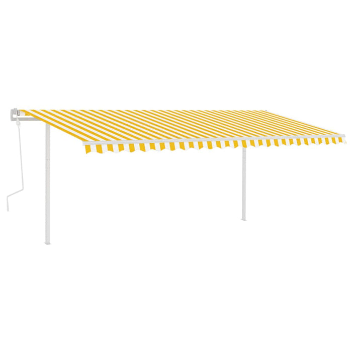 Manual Retractable Awning with LED 5x3 m Yellow and White