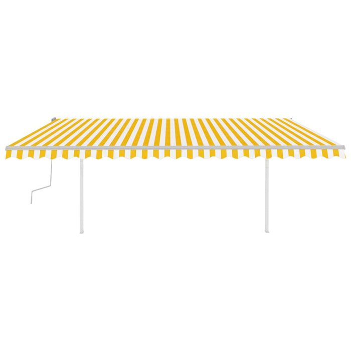 Manual Retractable Awning with LED 5x3.5 m Yellow and White