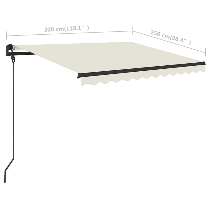 Copertina manuală retractabilă cu LED 3x2,5 m crem