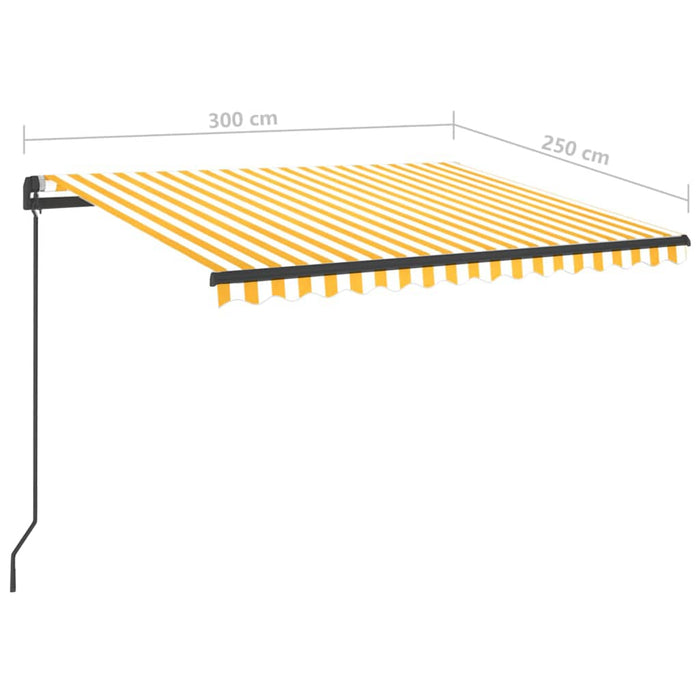 Copertina retractabila manuala cu LED 3x2,5 m Galben si Alb