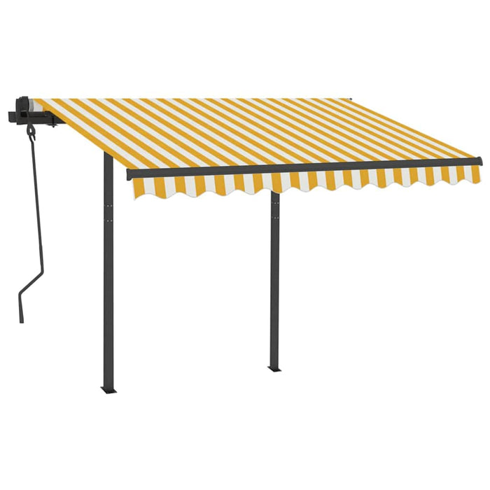 Manual Retractable Awning with LED 3.5x2.5 m Yellow and White