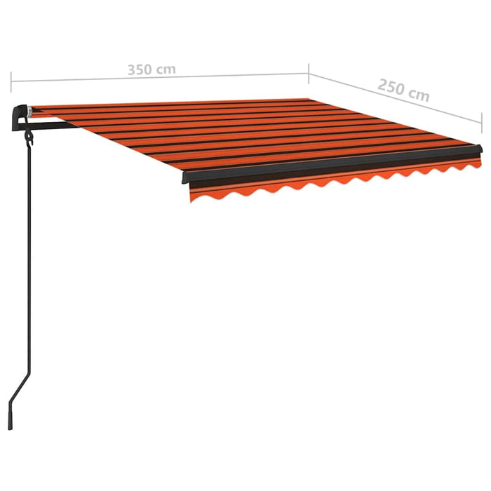 Manual Retractable Awning with LED 3.5x2.5 m Orange and Brown