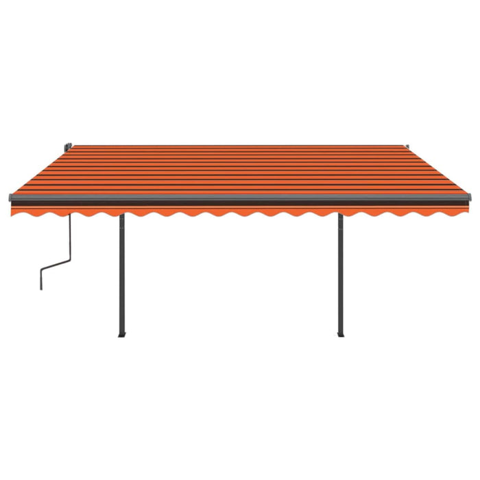 Manual Retractable Awning with Posts 4x3 m Orange and Brown