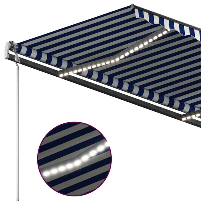 Copertina manuală retractabilă cu LED 4,5x3 m Albastru și Alb