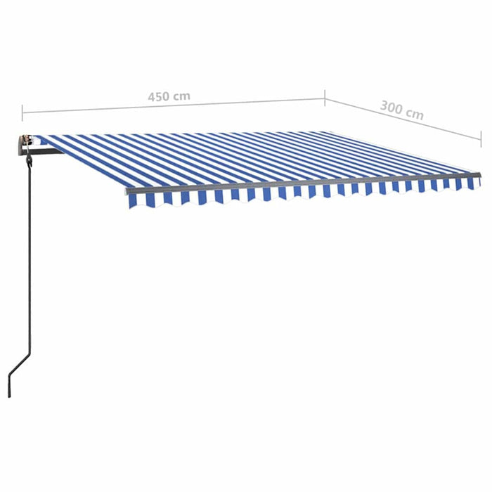 Copertina manuală retractabilă cu LED 4,5x3 m Albastru și Alb