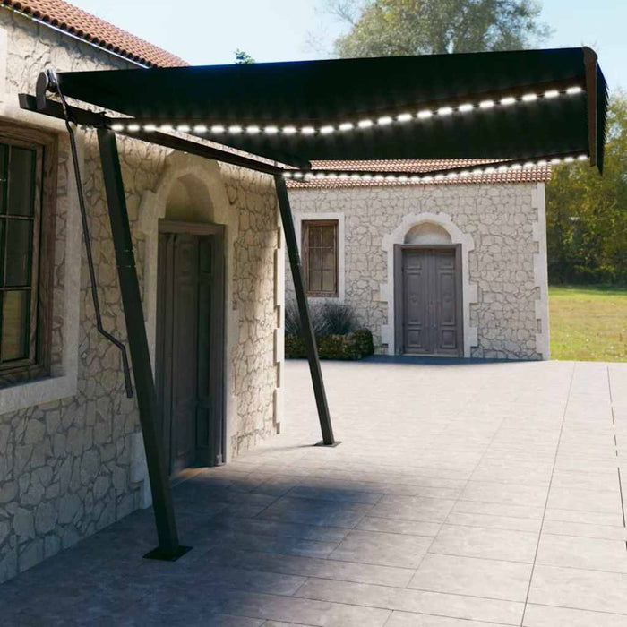 Copertina retractabila manuala cu LED 4,5x3 m Antracit