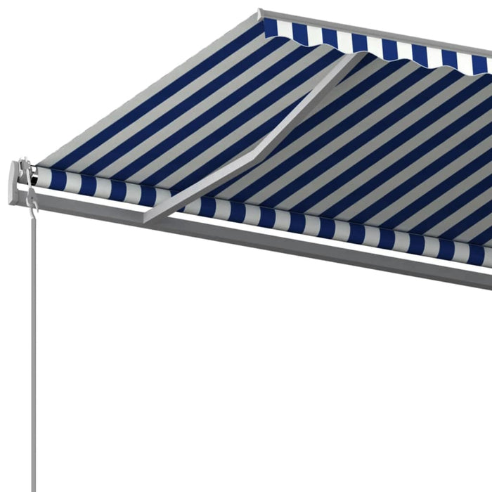 Manual Retractable Awning with Posts 5x3 m Blue and White