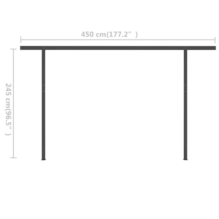 Ръчно прибиращ се сенник с LED 5x3 м антрацит