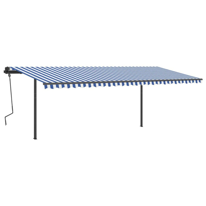 Manual Retractable Awning with Posts 6x3 m Blue and White