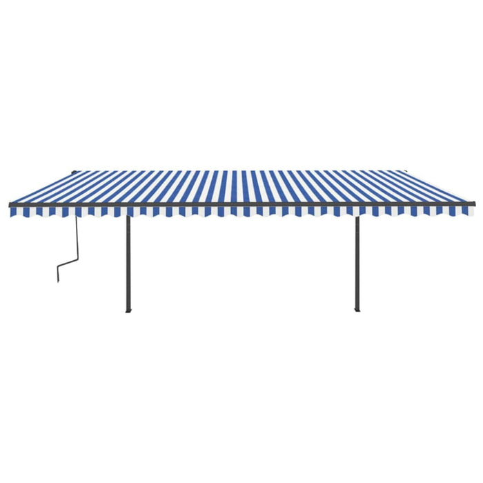 Manual Retractable Awning with Posts 6x3 m Blue and White