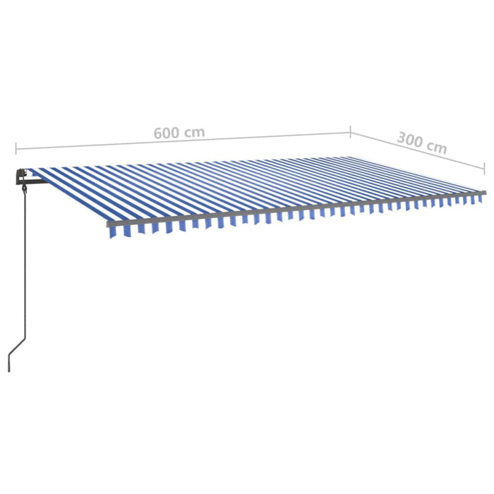 Manual Retractable Awning with Posts 6x3 m Blue and White