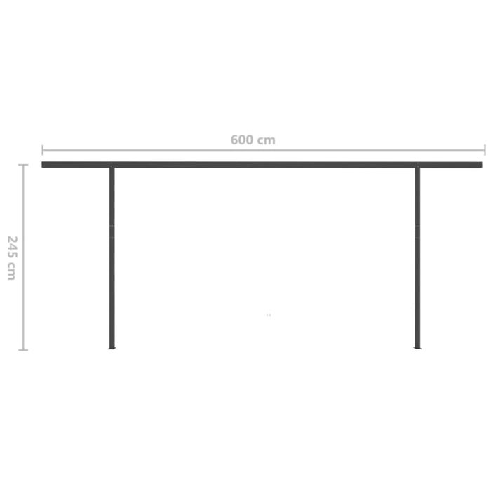 Manual Retractable Awning with Posts 6x3 m Yellow and White