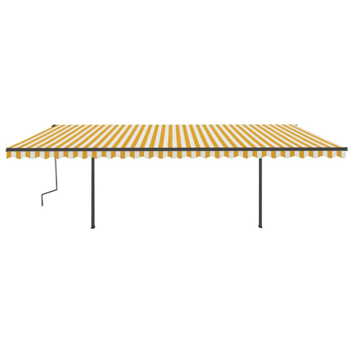 Manual Retractable Awning with Posts 6x3 m Yellow and White