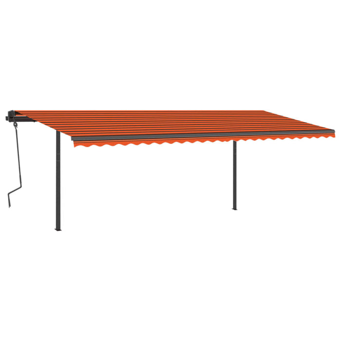 Manual Retractable Awning with Posts 6x3 m Orange and Brown