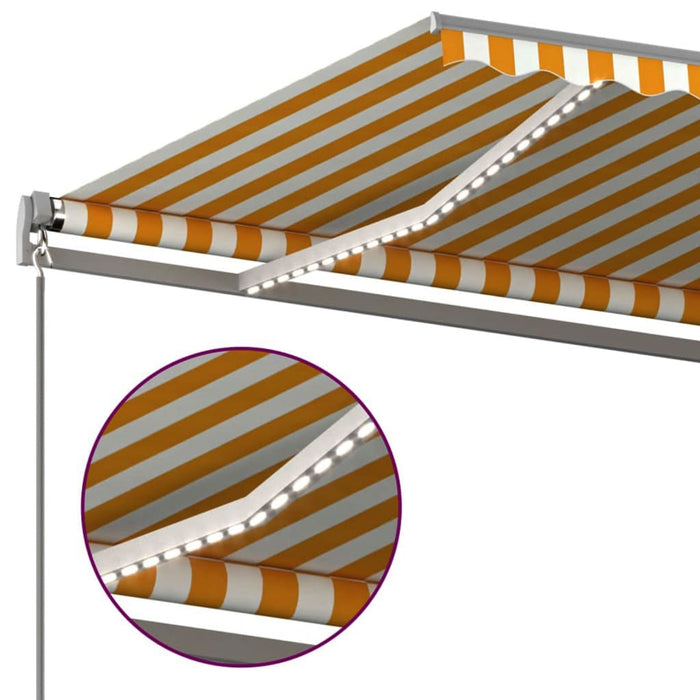 Manual Retractable Awning with LED 6x3 m Yellow and White