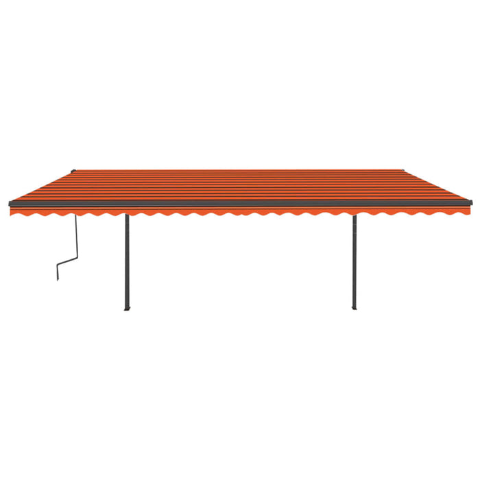 Manual Retractable Awning with LED 6x3 m Orange and Brown