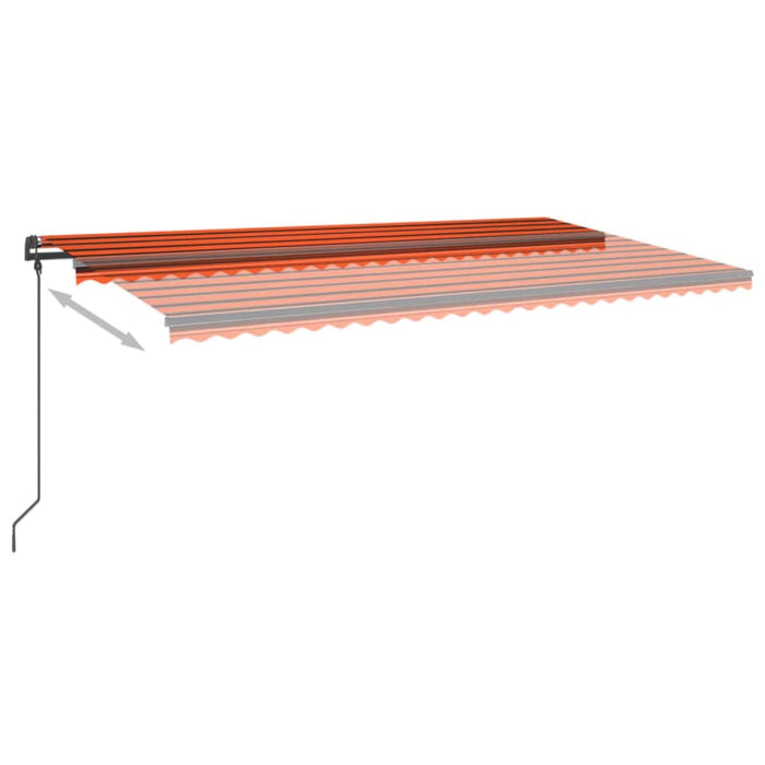 Manual Retractable Awning with LED 6x3 m Orange and Brown