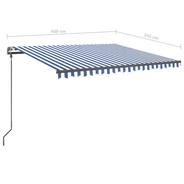 Manual Retractable Awning with Posts 4x3.5 m Blue and White