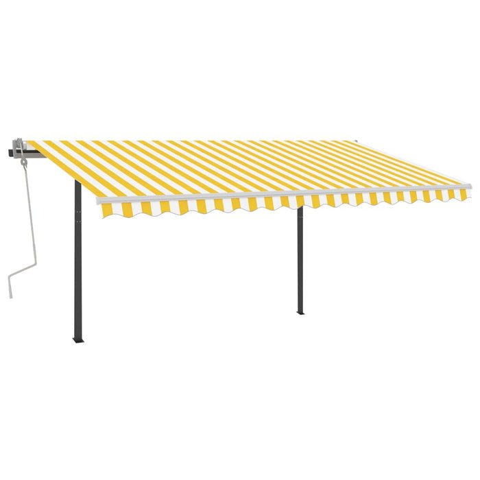 Manual Retractable Awning with LED 4x3.5 m Yellow and White