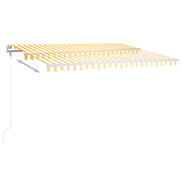 Manual Retractable Awning with LED 4x3.5 m Yellow and White