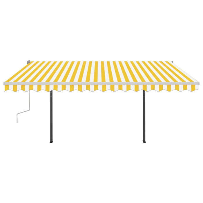 Manual Retractable Awning with LED 4x3.5 m Yellow and White