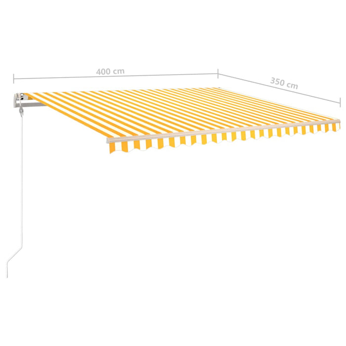 Manual Retractable Awning with LED 4x3.5 m Yellow and White