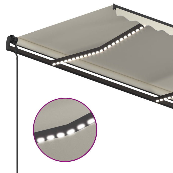 Copertina manuală retractabilă cu LED 4,5x3,5 m crem