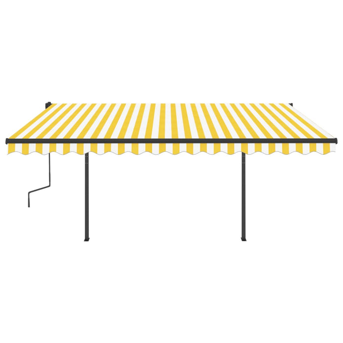 Copertina retractabila manuala cu LED 4,5x3,5 m Galben si Alb