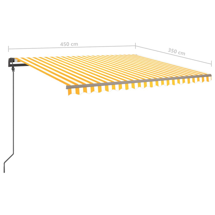 Copertina retractabila manuala cu LED 4,5x3,5 m Galben si Alb