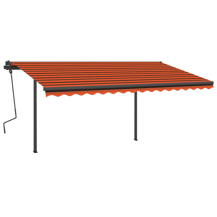 Copertina manuală retractabilă cu LED 4,5x3,5 m Portocaliu și Maro