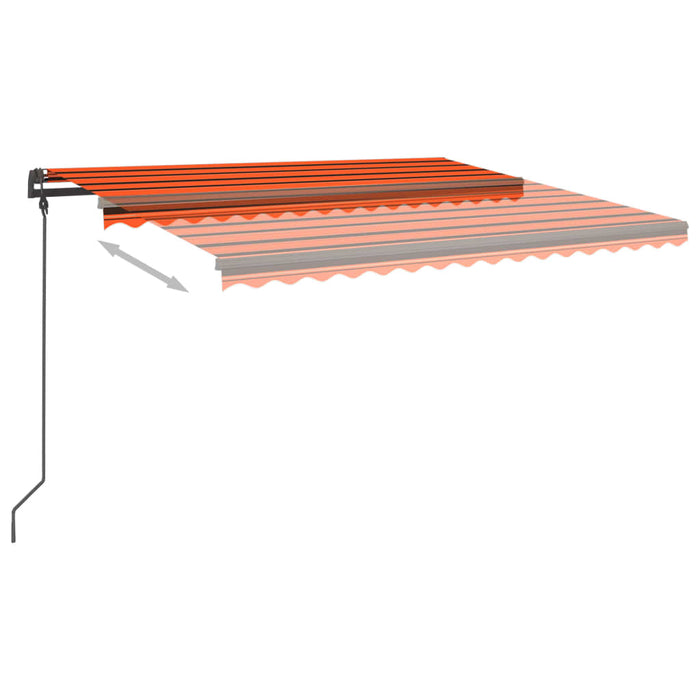 Copertina manuală retractabilă cu LED 4,5x3,5 m Portocaliu și Maro