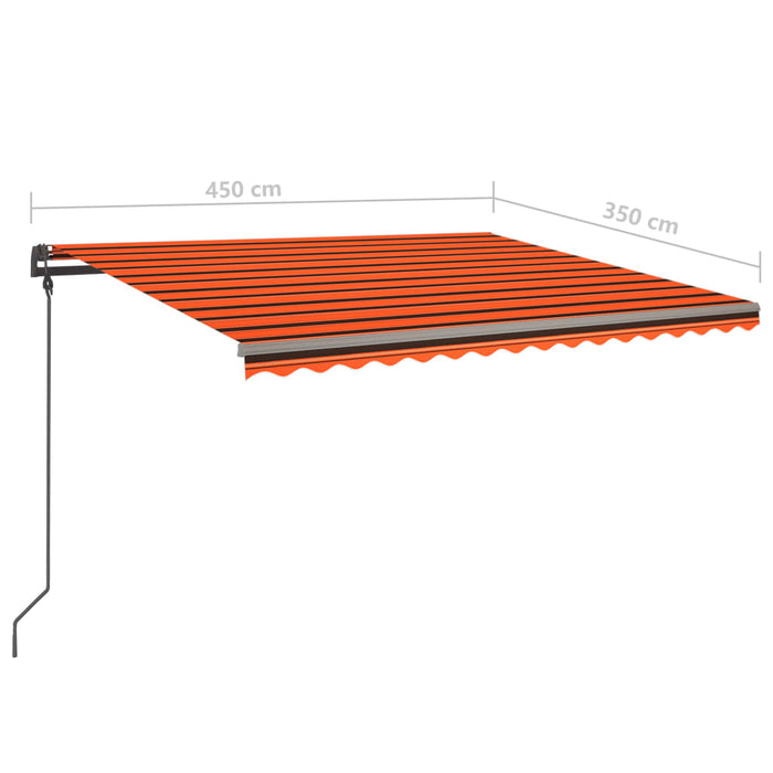 Copertina manuală retractabilă cu LED 4,5x3,5 m Portocaliu și Maro