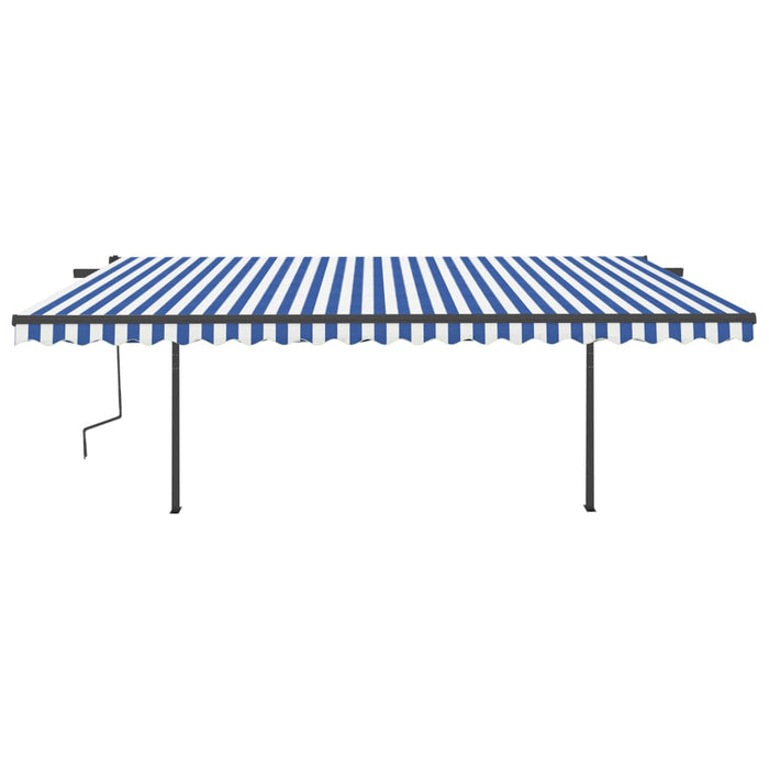 Manual Retractable Awning with LED 5x3.5 m Blue and White