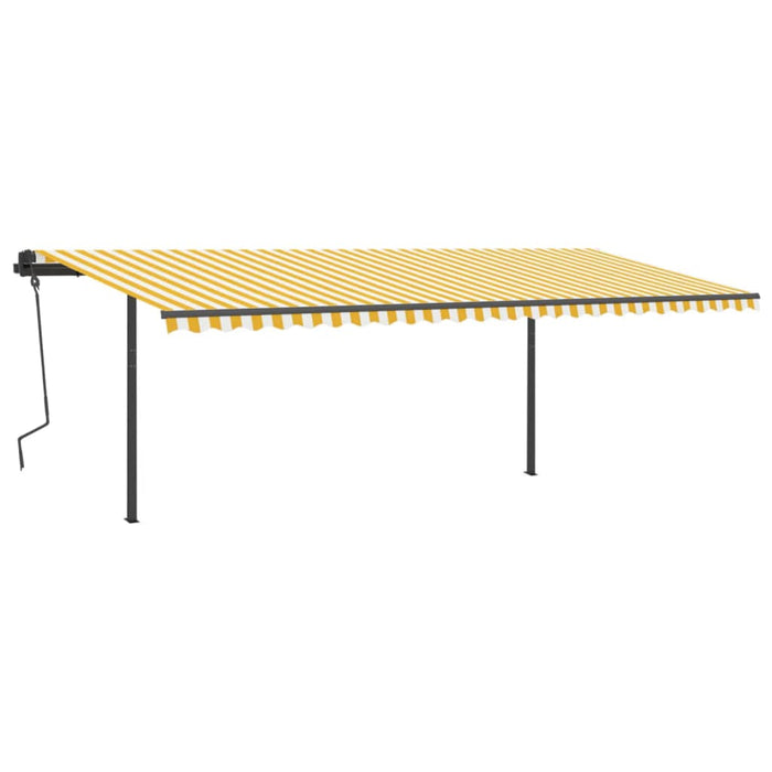 Manual Retractable Awning with Posts 6x3.5 m Yellow and White