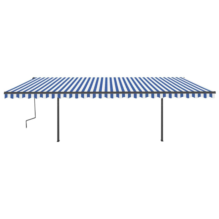 Manual Retractable Awning with LED 6x3.5 m Blue and White