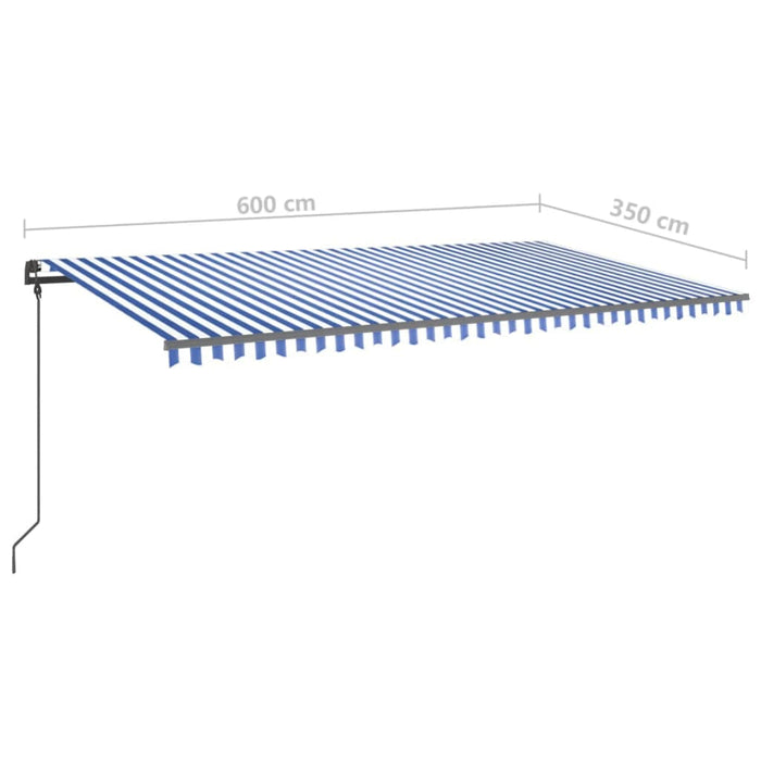 Manual Retractable Awning with LED 6x3.5 m Blue and White