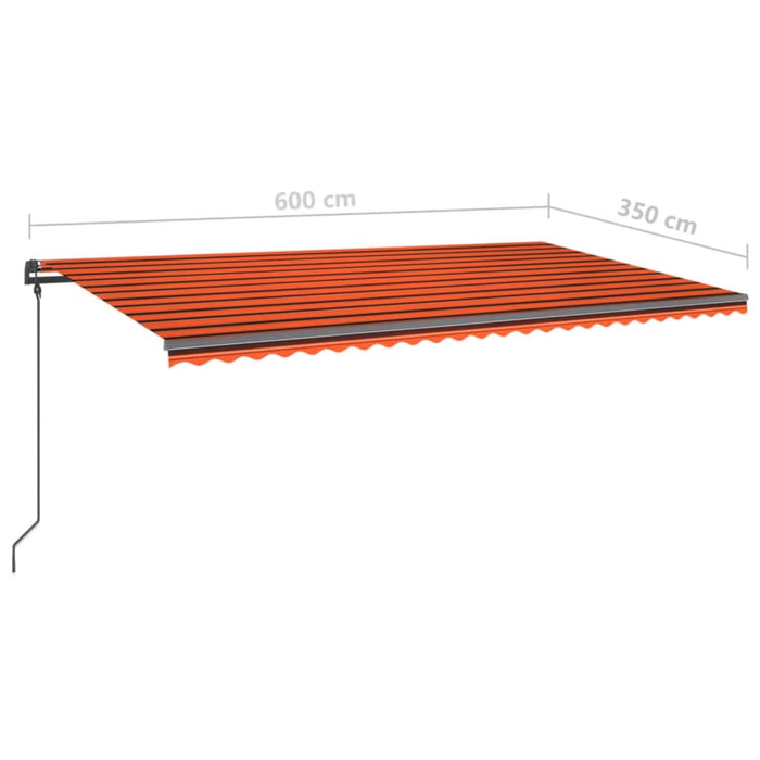 Copertina retractabila manuala cu LED 6x3,5 m Portocaliu si Maro