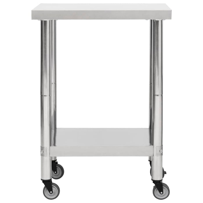 Kitchen Work Table with Wheels 60x45x85 cm Stainless Steel