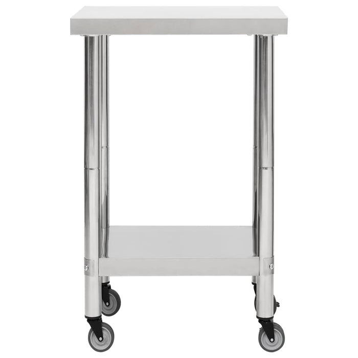 Kitchen Work Table with Wheels 60x60x85 cm Stainless Steel