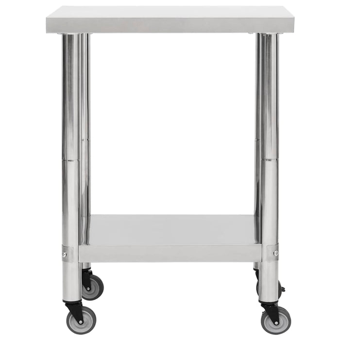 Kitchen Work Table with Wheels 80x30x85 cm Stainless Steel