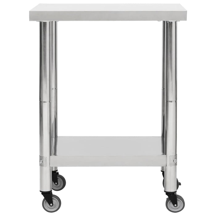 Kitchen Work Table with Wheels 80x45x85 cm Stainless Steel