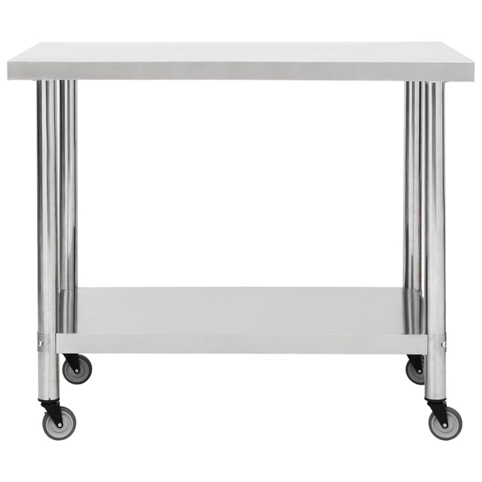 Kitchen Work Table with Wheels 80x60x85 cm Stainless Steel