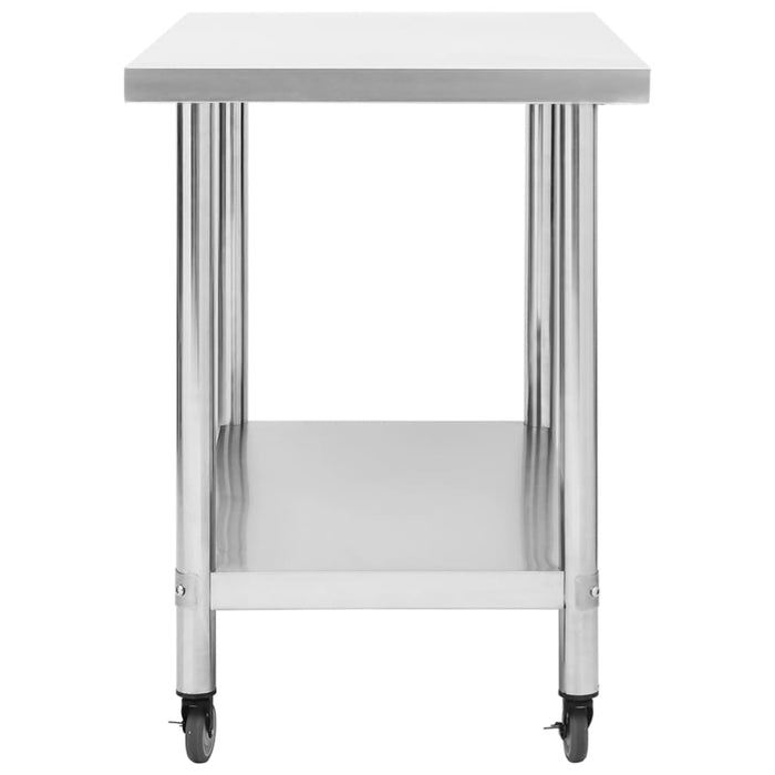 Kitchen Work Table with Wheels 80x60x85 cm Stainless Steel