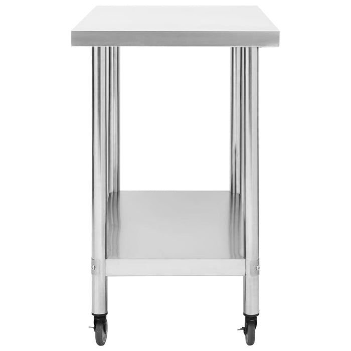 Kitchen Work Table with Wheels 100x45x85 cm Stainless Steel