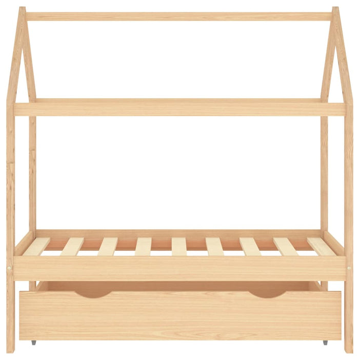 Kids Bed Frame with a Drawer Solid Pine Wood 70x140 cm