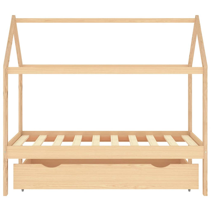 Kids Bed Frame with a Drawer Solid Pine Wood 80x160 cm