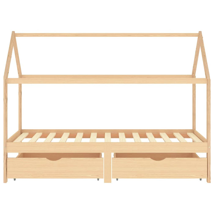 Kids Bed Frame with Drawers Solid Pine Wood 90x200 cm