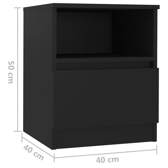 Bed Cabinet Black 40x40x50 cm Engineered Wood