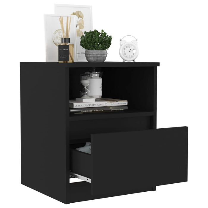 Bed Cabinets 2 pcs Black 40x40x50 cm Engineered Wood