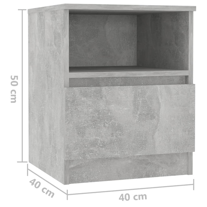 Шкаф за легло бетонно сиво 40x40x50 см инженерно дърво